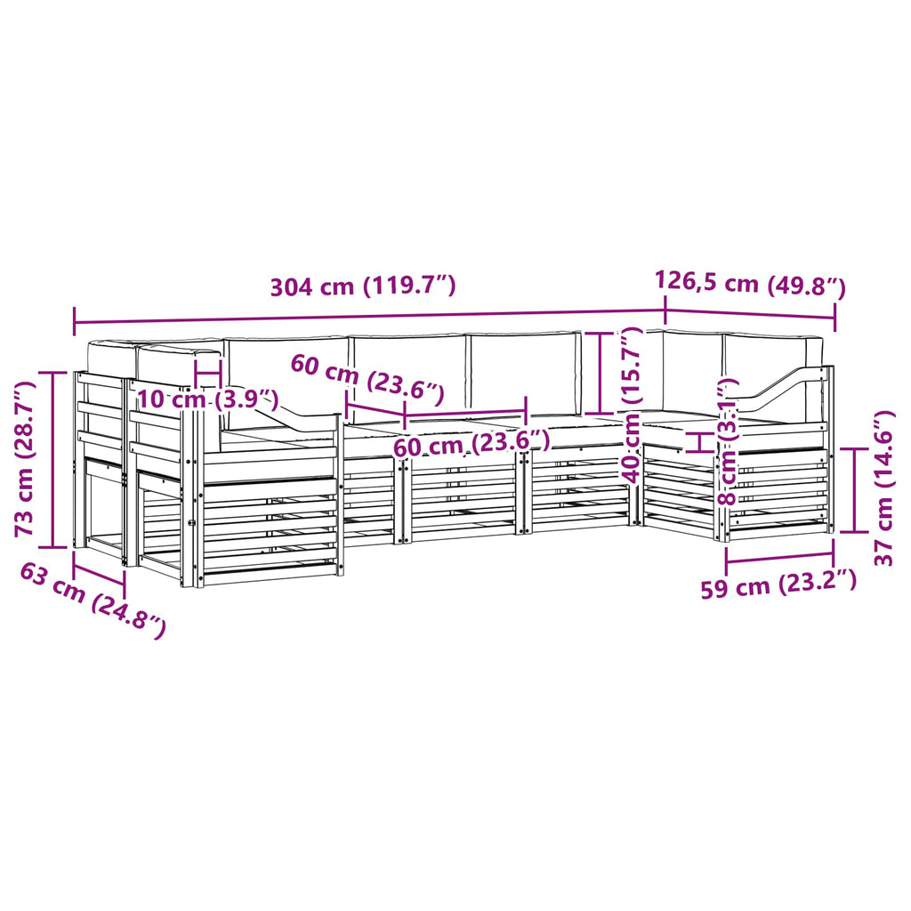 vidaXL Zestaw sofy narożnej 7 pcs Biały i Beżowy 304 x 126,5 x 73 cm