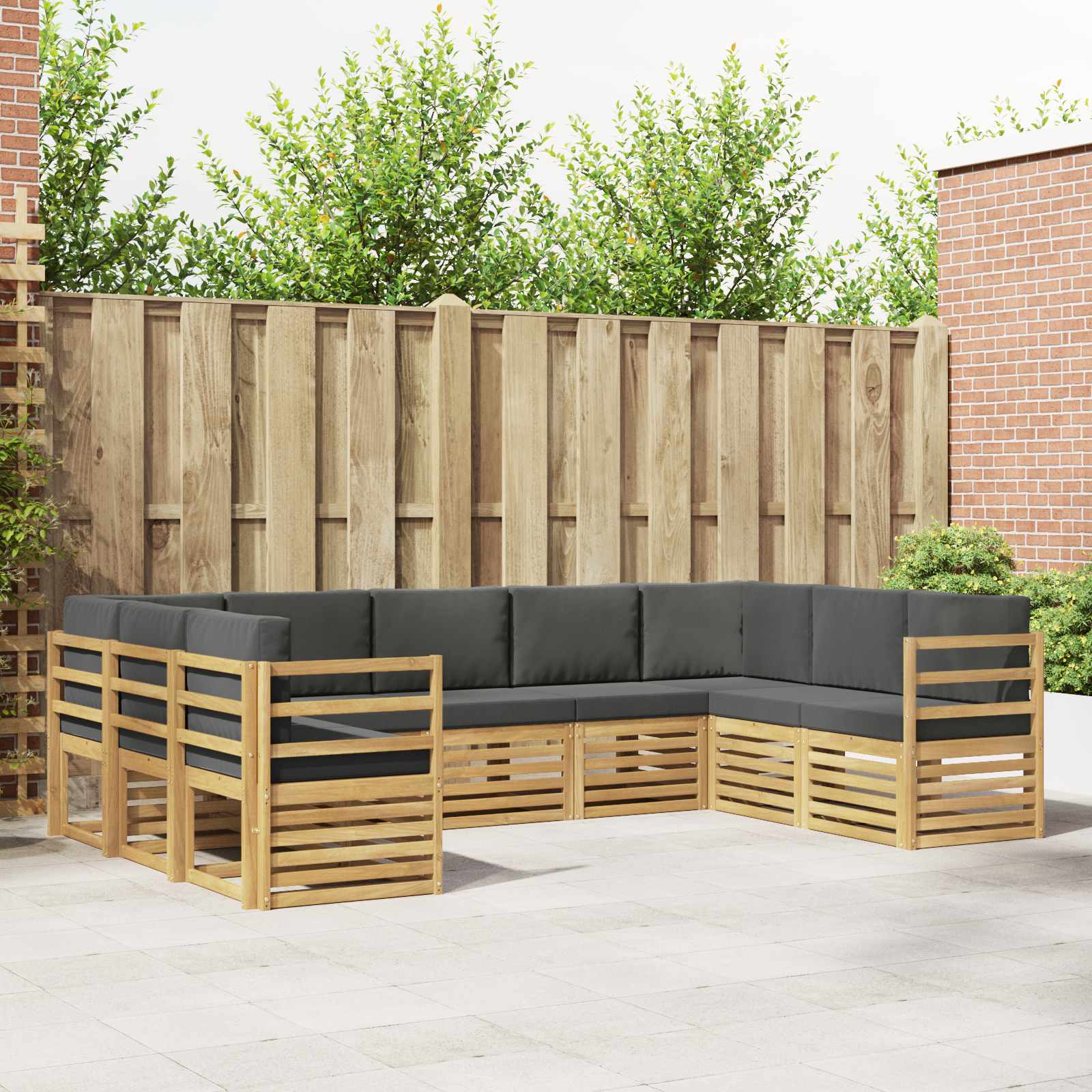 vidaXL Zestaw sofy narożnej 9 pcs Biały i antracyt 304 x 185,5 x 73 cm