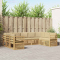 vidaXL Zestaw sofy narożnej 9 pcs Biały i Beżowy 304 x 185,5 x 73 cm