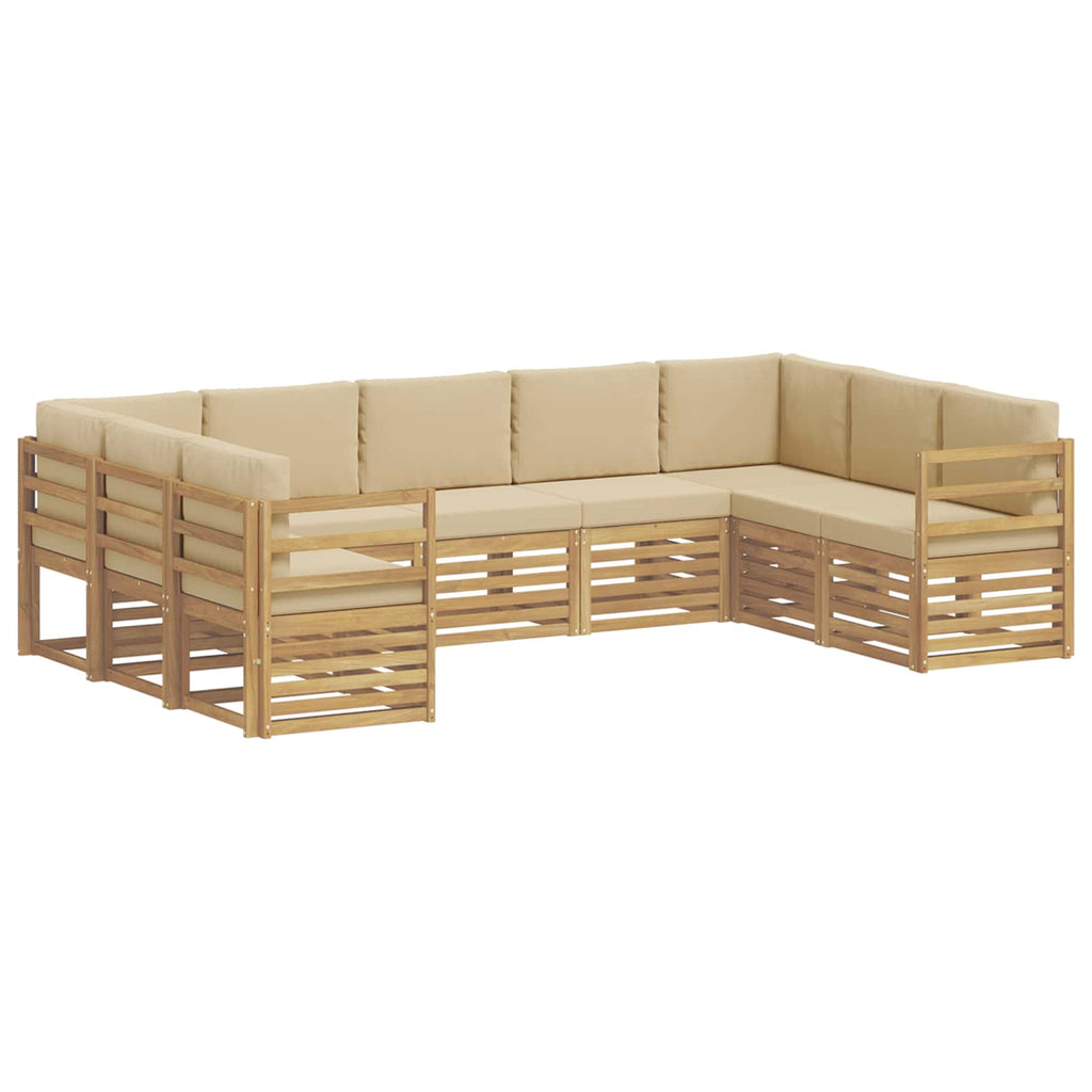 vidaXL Zestaw sofy narożnej 9 pcs Biały i Beżowy 304 x 185,5 x 73 cm