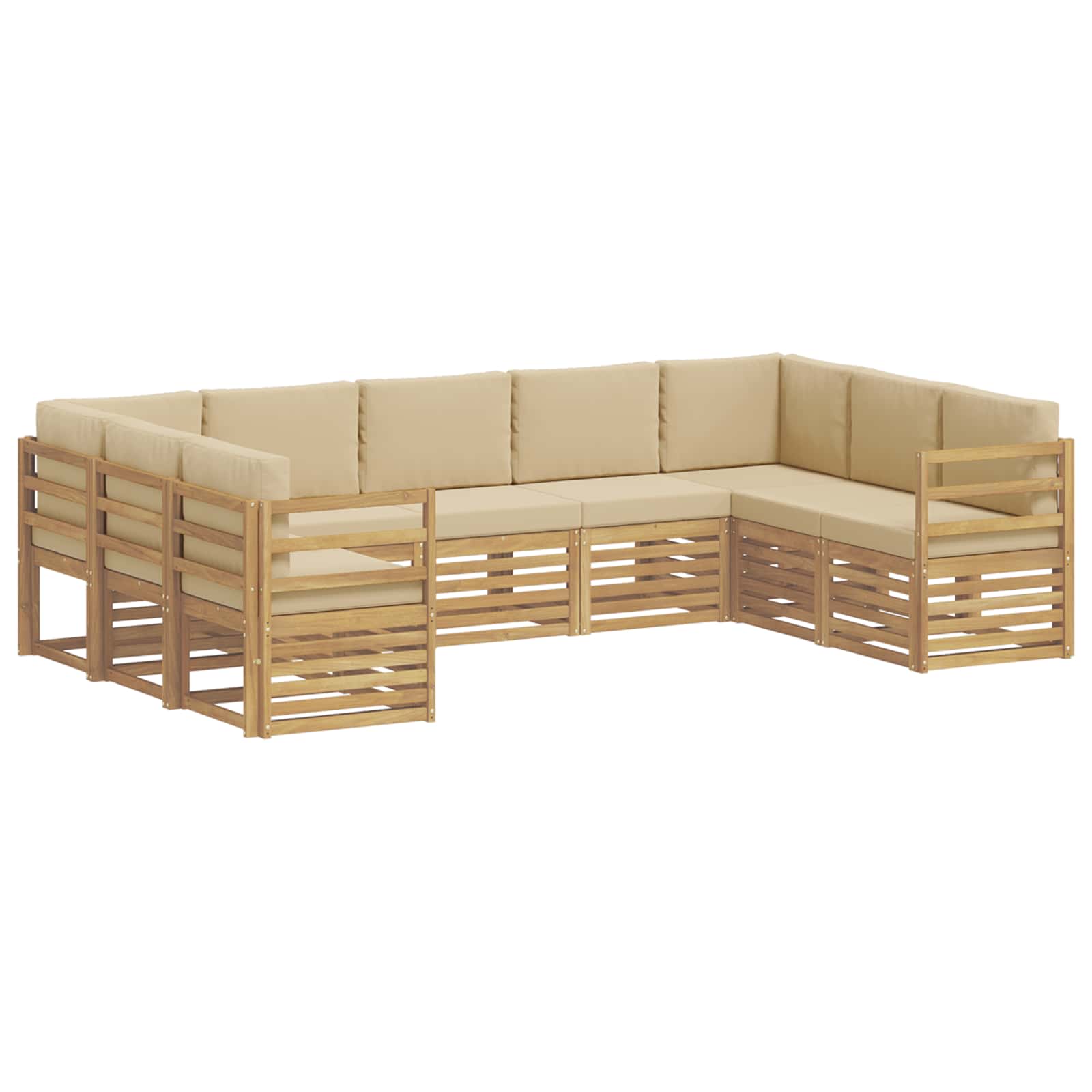 vidaXL Zestaw sofy narożnej 9 pcs Biały i Beżowy 304 x 185,5 x 73 cm