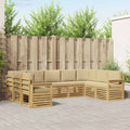 vidaXL Zestaw sof na zewnątrz 7 pcs Biały i beżowy 304 x 128,5 x 73 cm