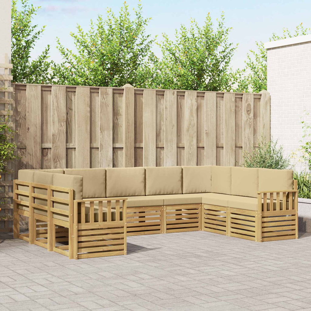 vidaXL Zestaw sof na zewnątrz 7 pcs Biały i beżowy 304 x 128,5 x 73 cm