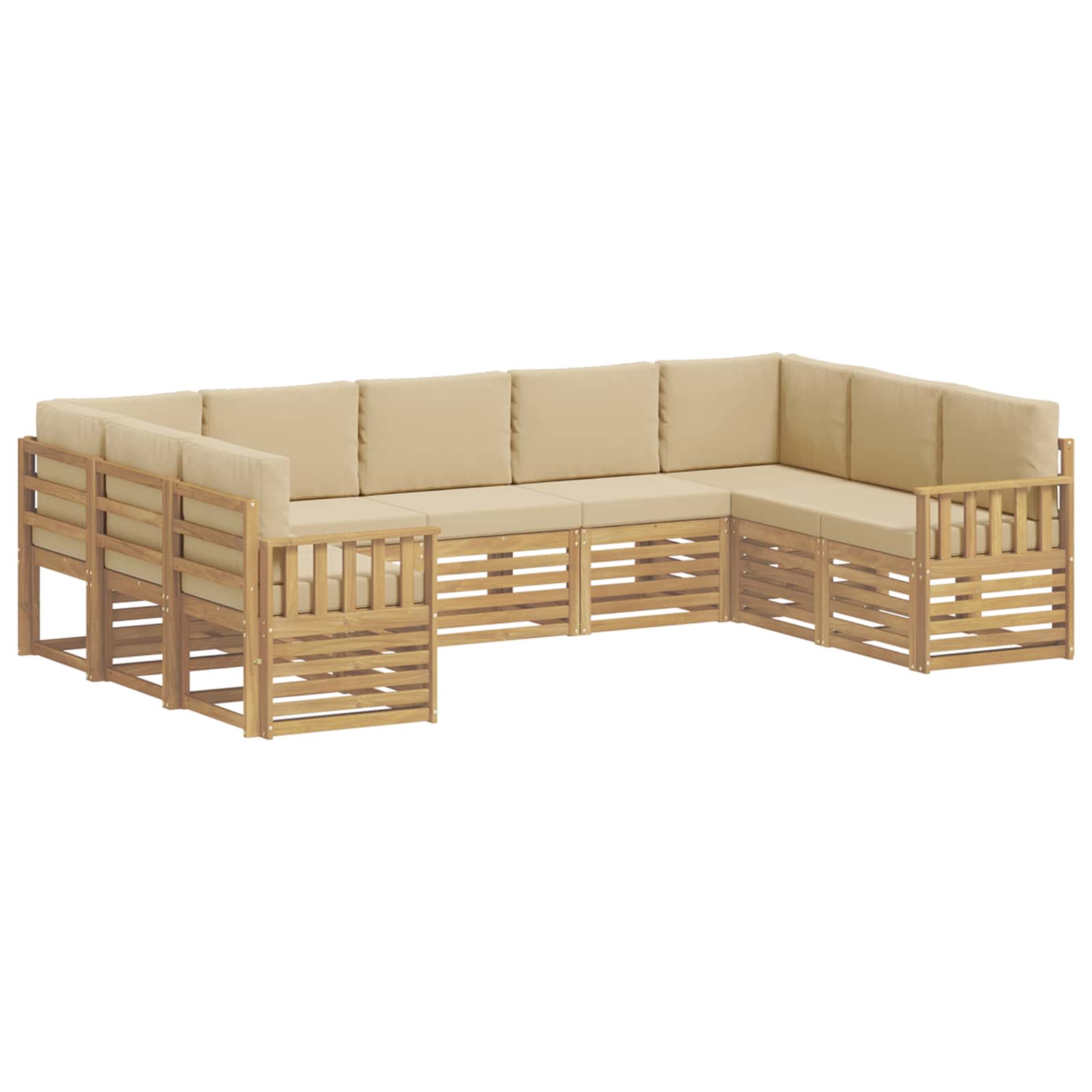 vidaXL Zestaw sof na zewnątrz 7 pcs Biały i beżowy 304 x 128,5 x 73 cm