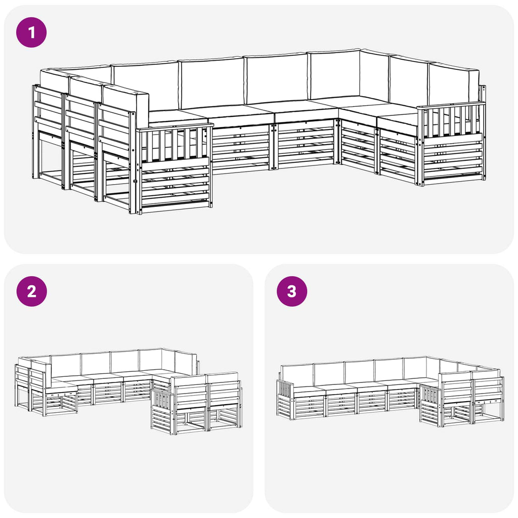 vidaXL Zestaw sof na zewnątrz 7 pcs Biały i beżowy 304 x 128,5 x 73 cm