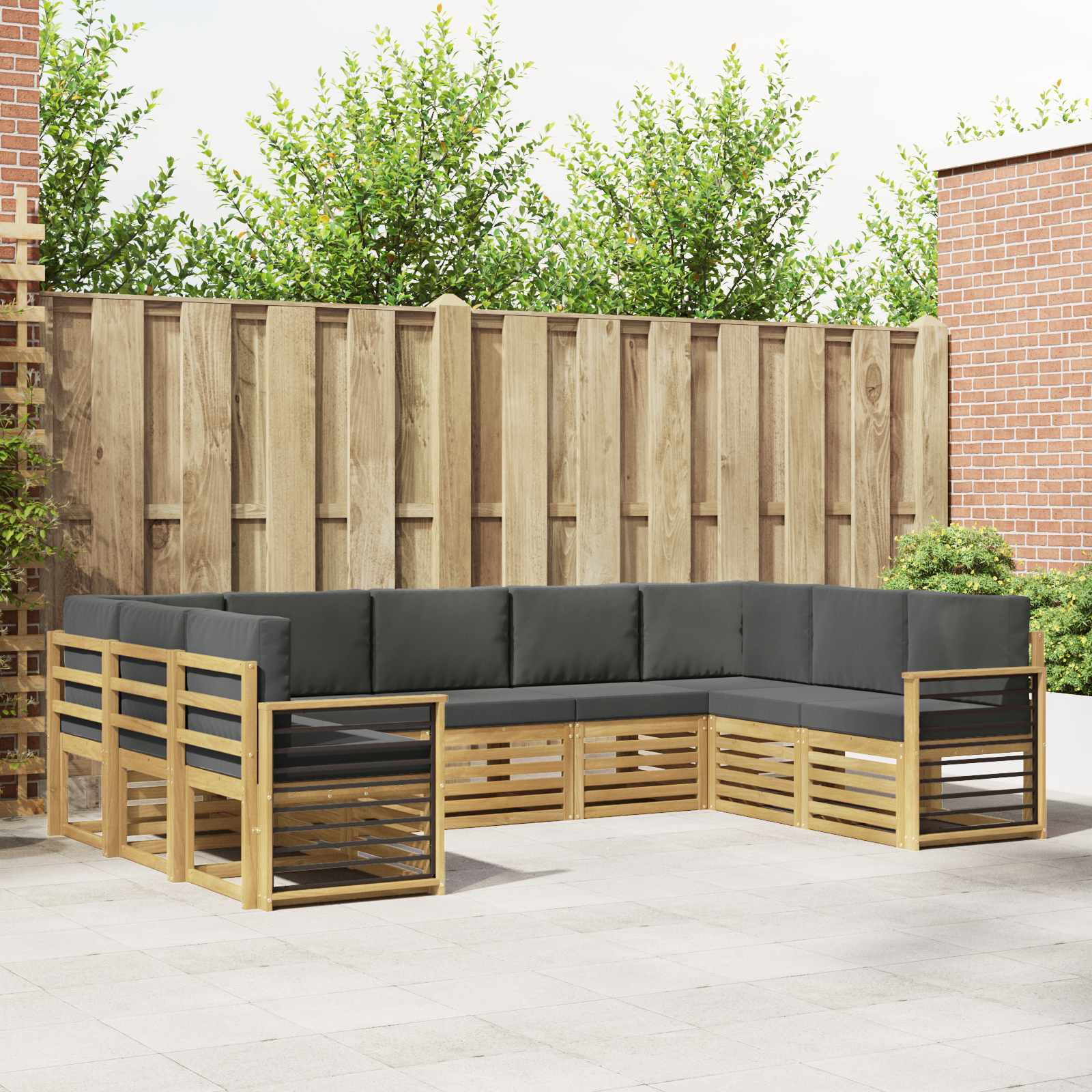 vidaXL Zestaw sofy narożnej 9 pcs Biały i antracyt 304 x 187,5 x 73 cm