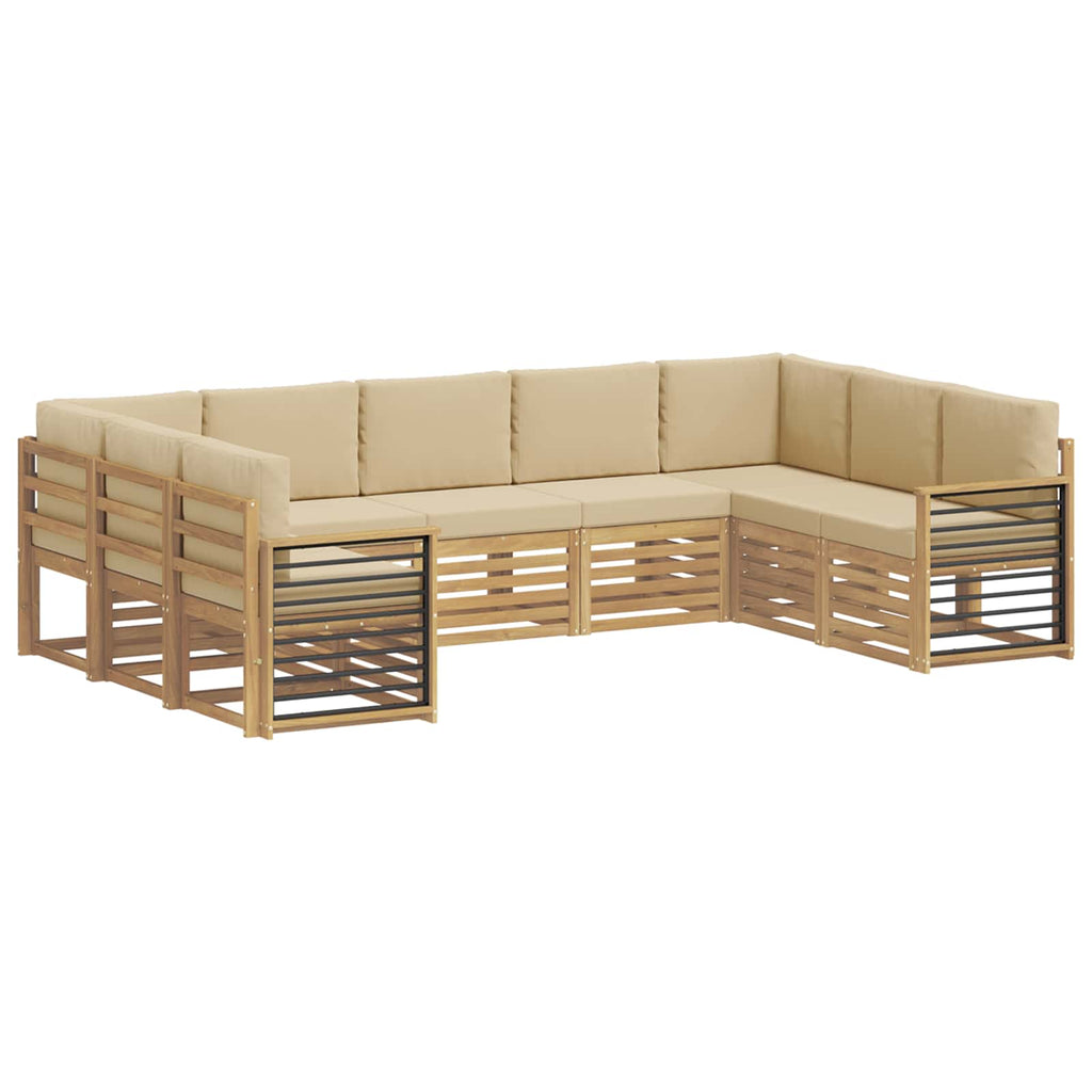 vidaXL Zestaw sof na zewnątrz 9 pcs Biały i Beżowy 304 x 187,5 x 73 cm