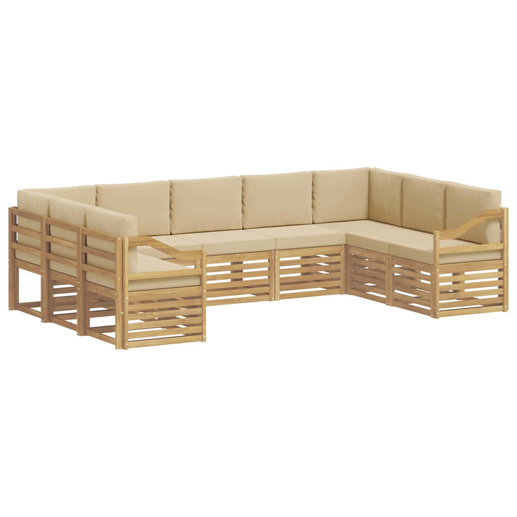vidaXL Zestaw sofy narożnej 9 pcs Biały i Beżowy 304 x 185,5 x 73 cm