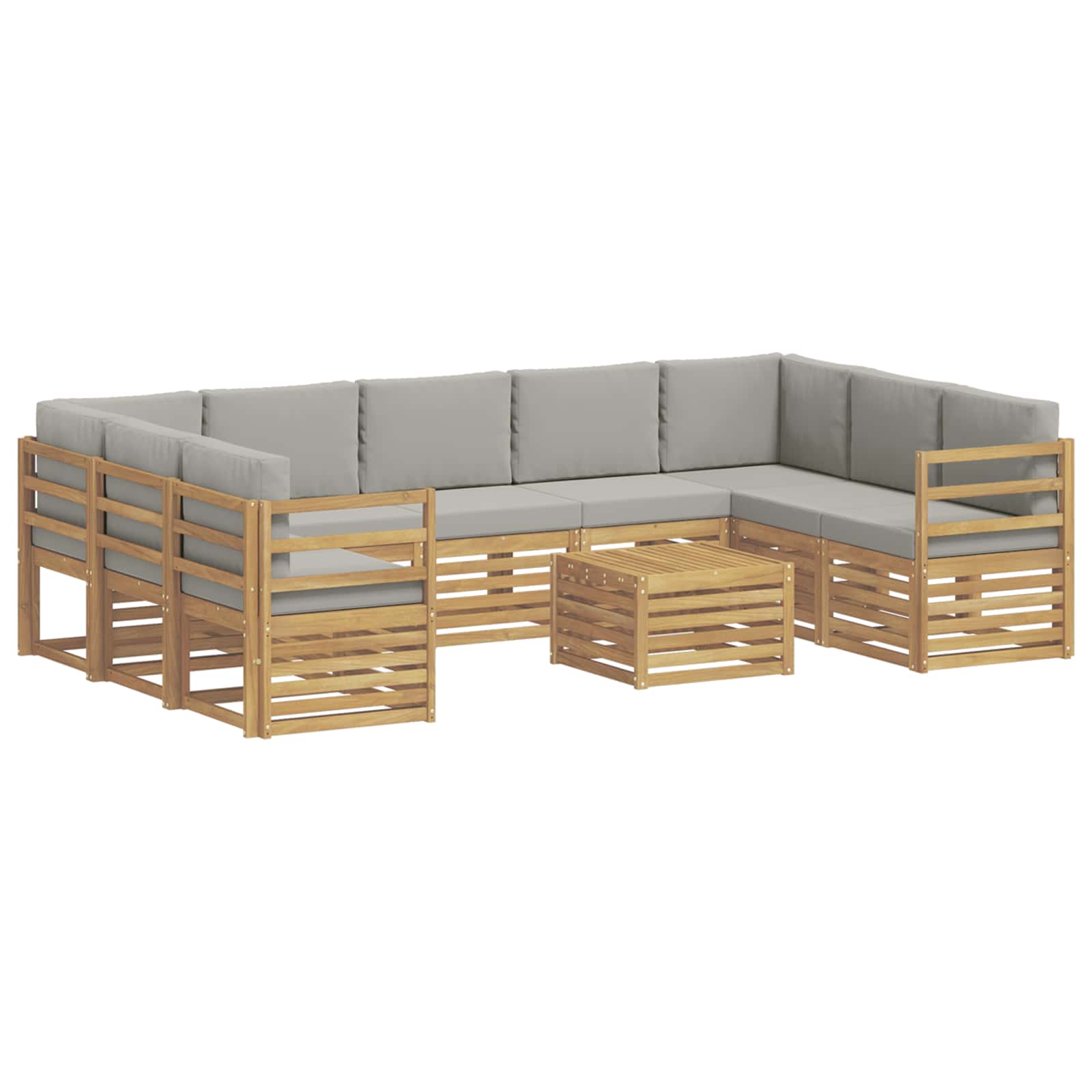 vidaXL Zestawy sof 10 pcs Biały i jasnoszary 59 x 59 x 37 cm Poliester