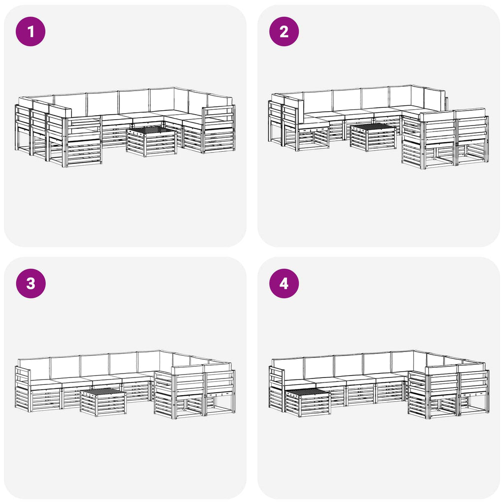 vidaXL Zestawy sof 10 pcs Biały i jasnoszary 59 x 59 x 37 cm Poliester