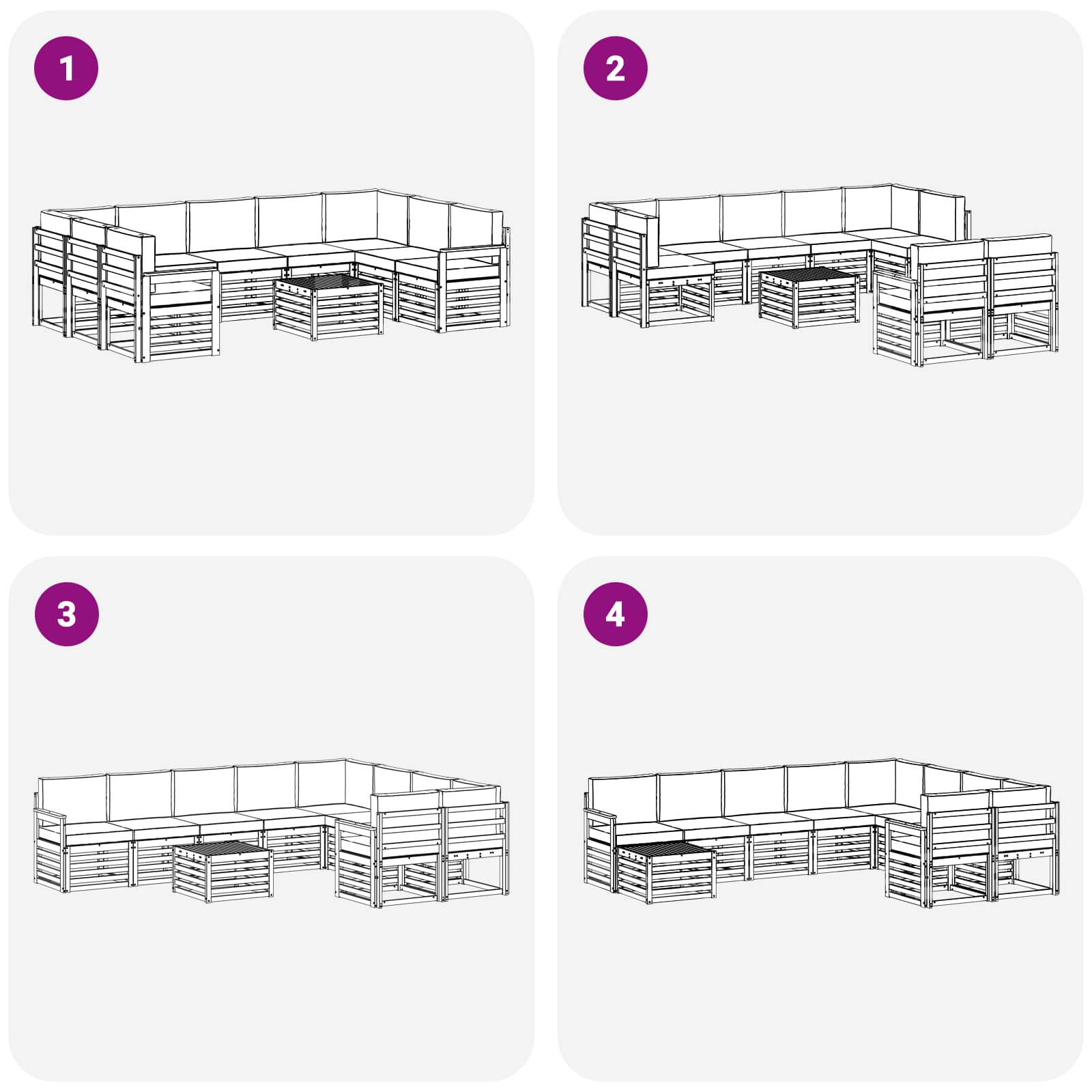 vidaXL Zestaw sof na zewnątrz 8 pcs Biały i kremowy 59 x 59 x 37 cm