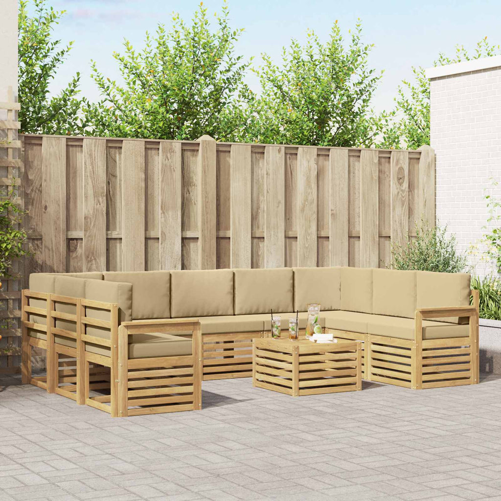 vidaXL Zestaw sof na zewnątrz 8 pcs Biały i beżowy 59 x 59 x 37 cm