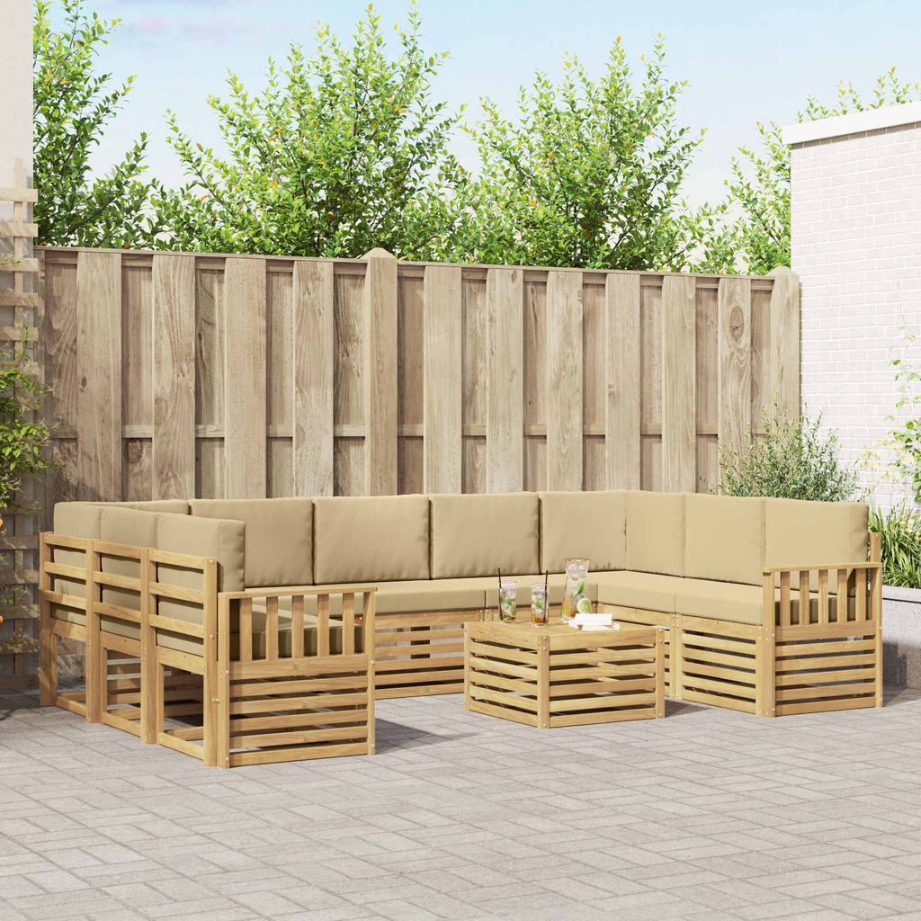 vidaXL Zestaw sof na zewnątrz 8 pcs Biały i beżowy 59 x 59 x 37 cm