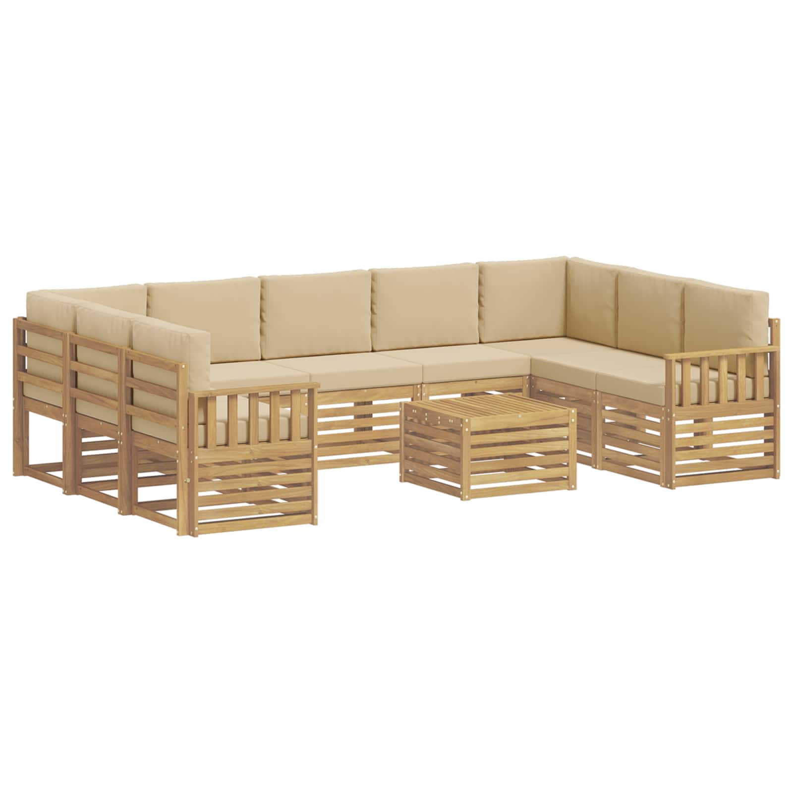 vidaXL Zestaw sof na zewnątrz 8 pcs Biały i beżowy 59 x 59 x 37 cm