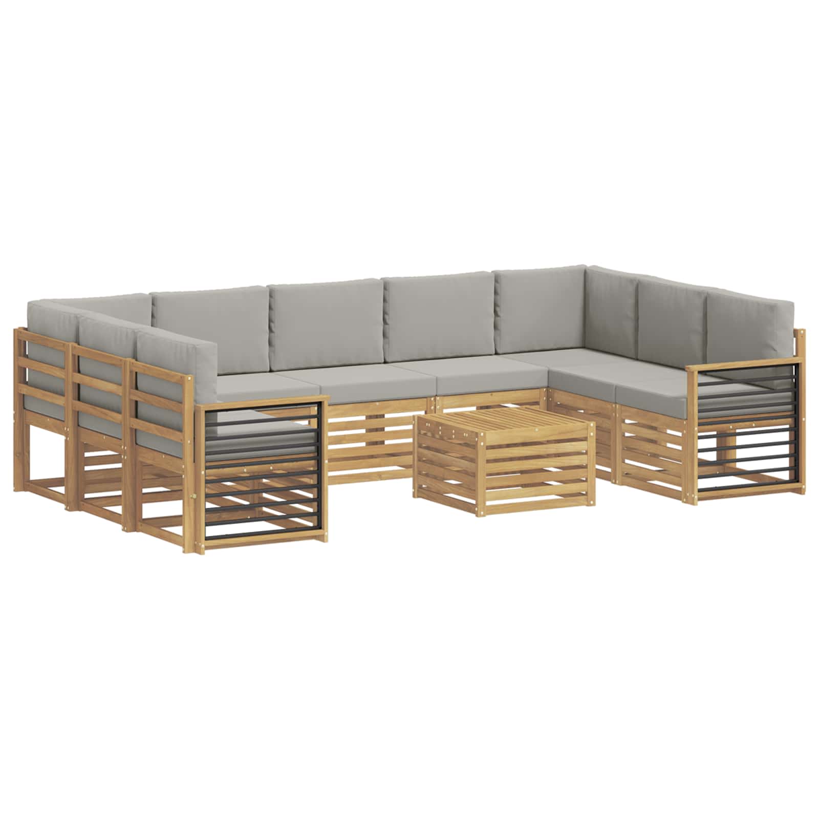 vidaXL Zestawy sof 10 pcs Biały i jasnoszary 59 x 59 x 37 cm Poliester