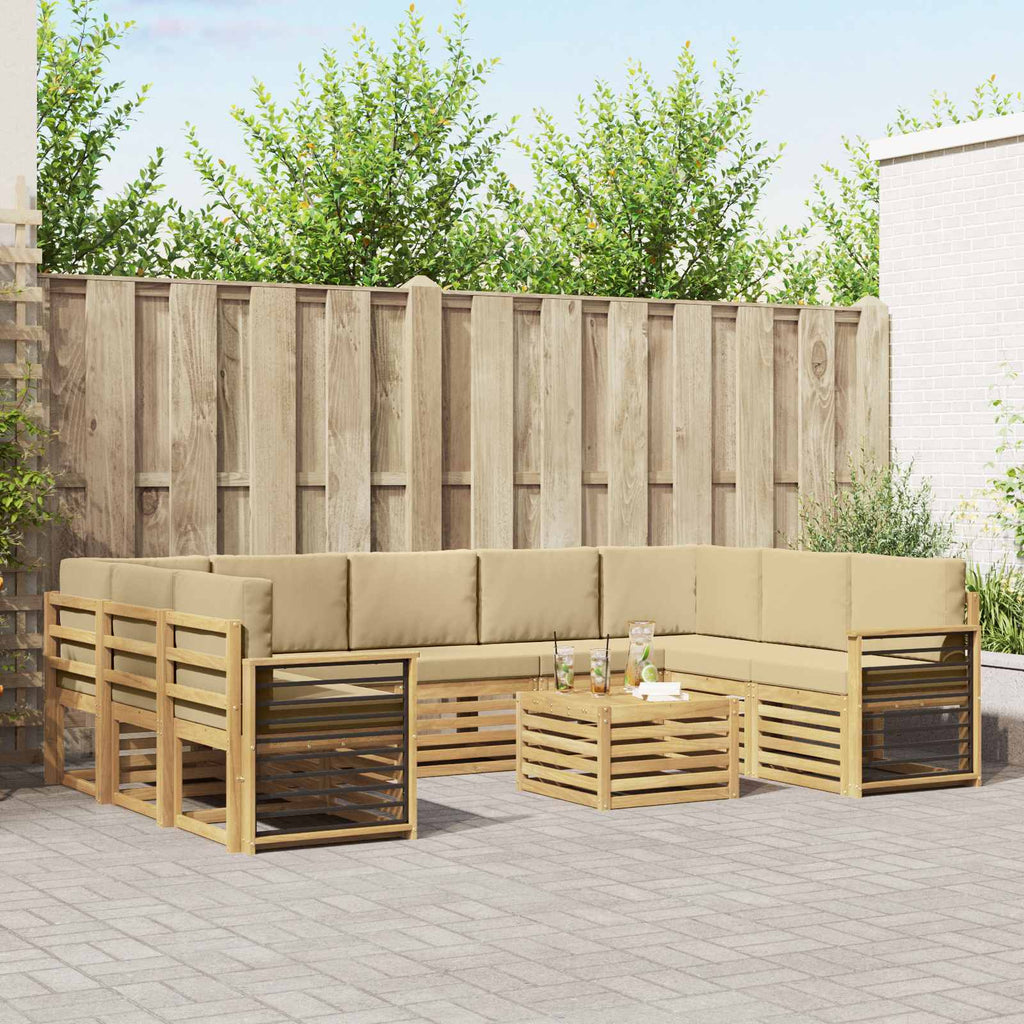 vidaXL Zestawy sof 10 pcs Biały i Beżowy 59 x 59 x 37 cm Poliester