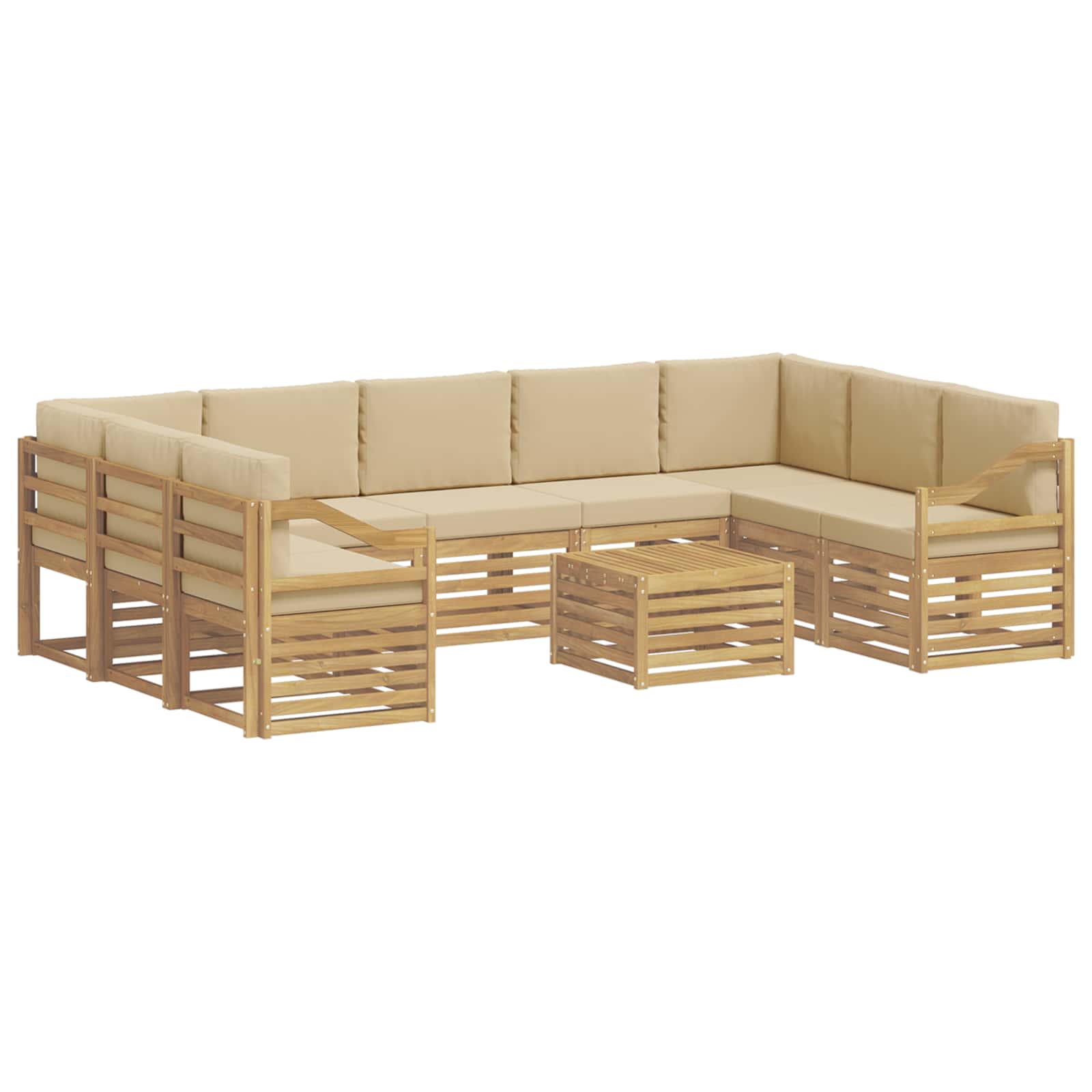 vidaXL Zestawy sof 10 pcs Biały i Beżowy 59 x 59 x 37 cm Poliester