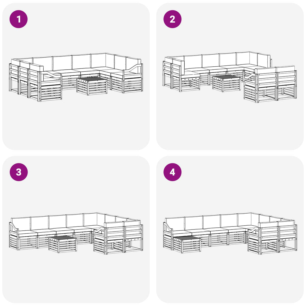 vidaXL Zestawy sof 10 pcs Biały i Beżowy 59 x 59 x 37 cm Poliester
