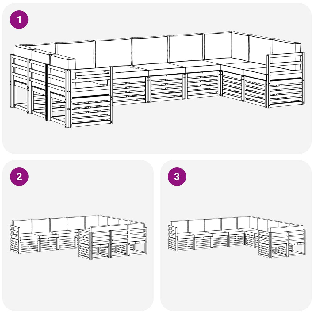 vidaXL Zestaw sofy narożnej 10 pcs Biały i Beżowy 363 x 185,5 x 73 cm