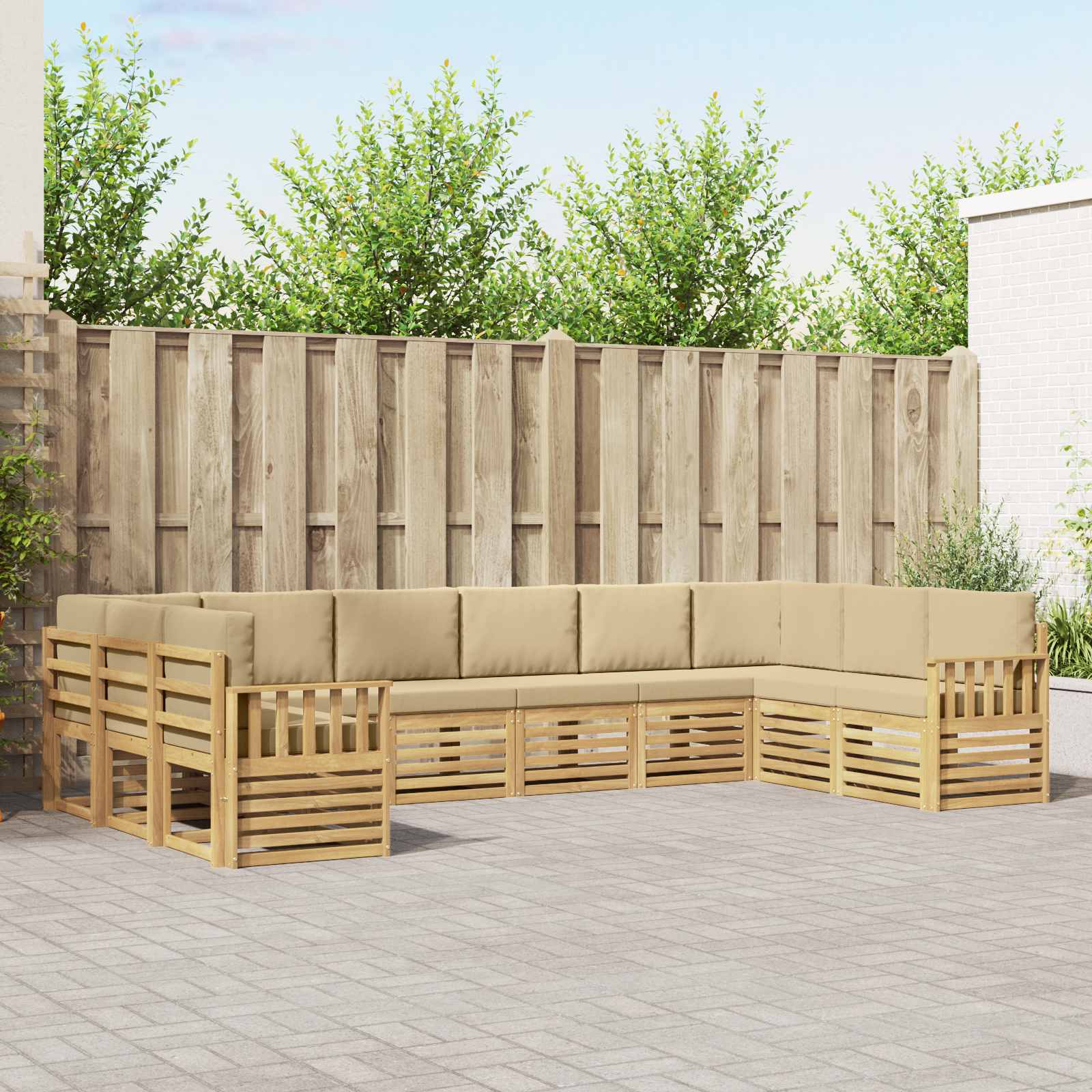 vidaXL Zestaw sof na zewnątrz 7 pcs Biały i beżowy 363 x 187,5 x 73 cm