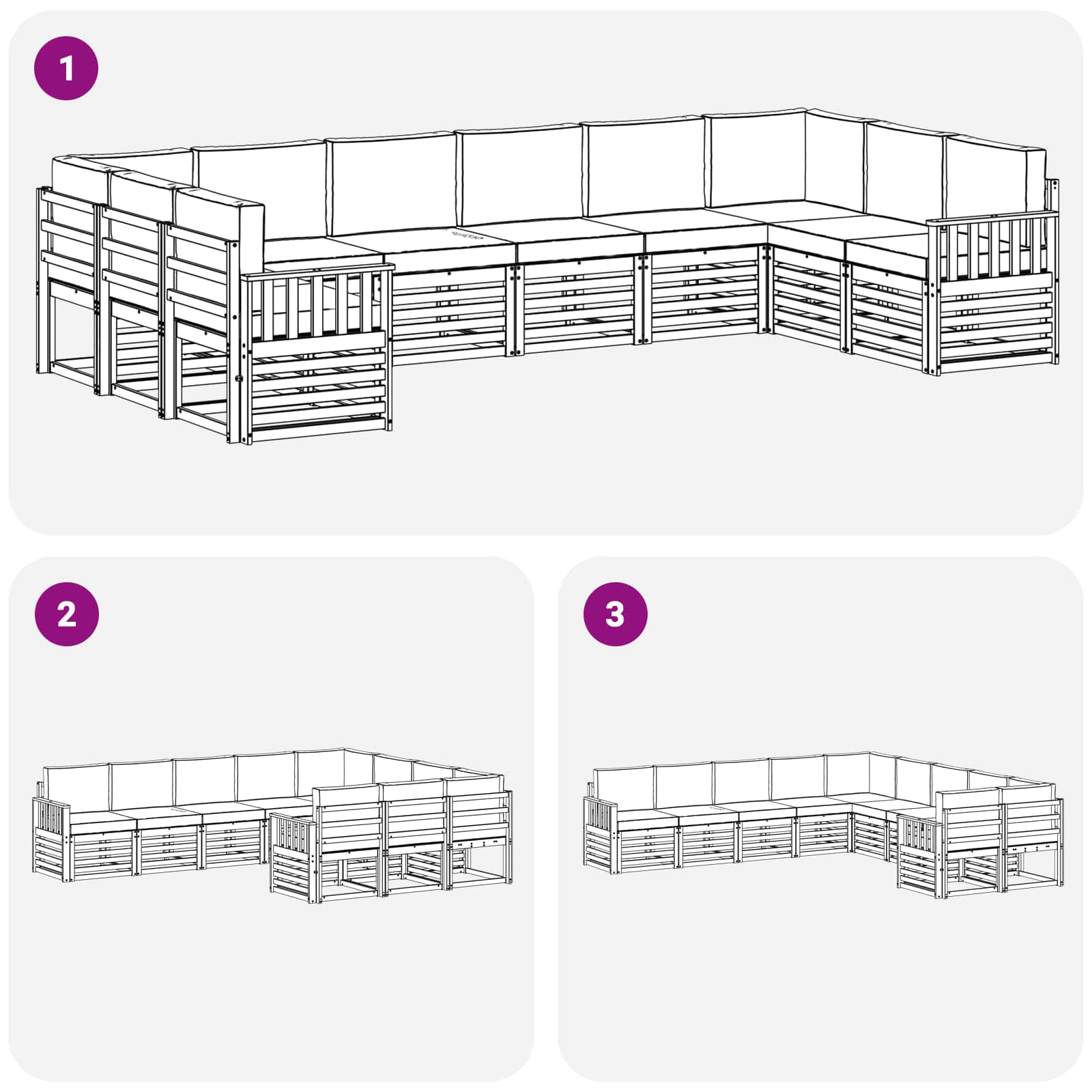 vidaXL Zestaw sof na zewnątrz 7 pcs Biały i beżowy 363 x 187,5 x 73 cm