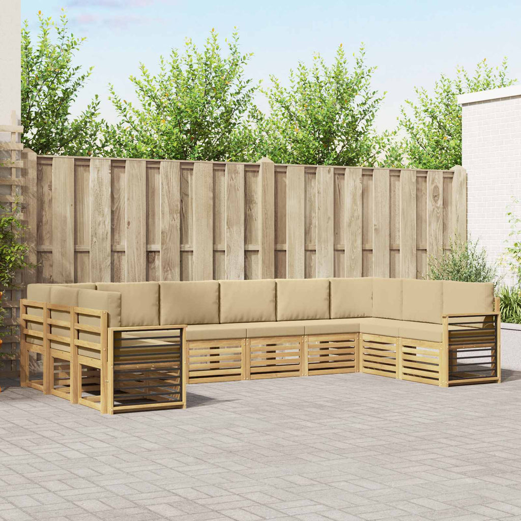 vidaXL Zestaw sofy narożnej 10 pcs Biały i Beżowy 363 x 187,5 x 73 cm
