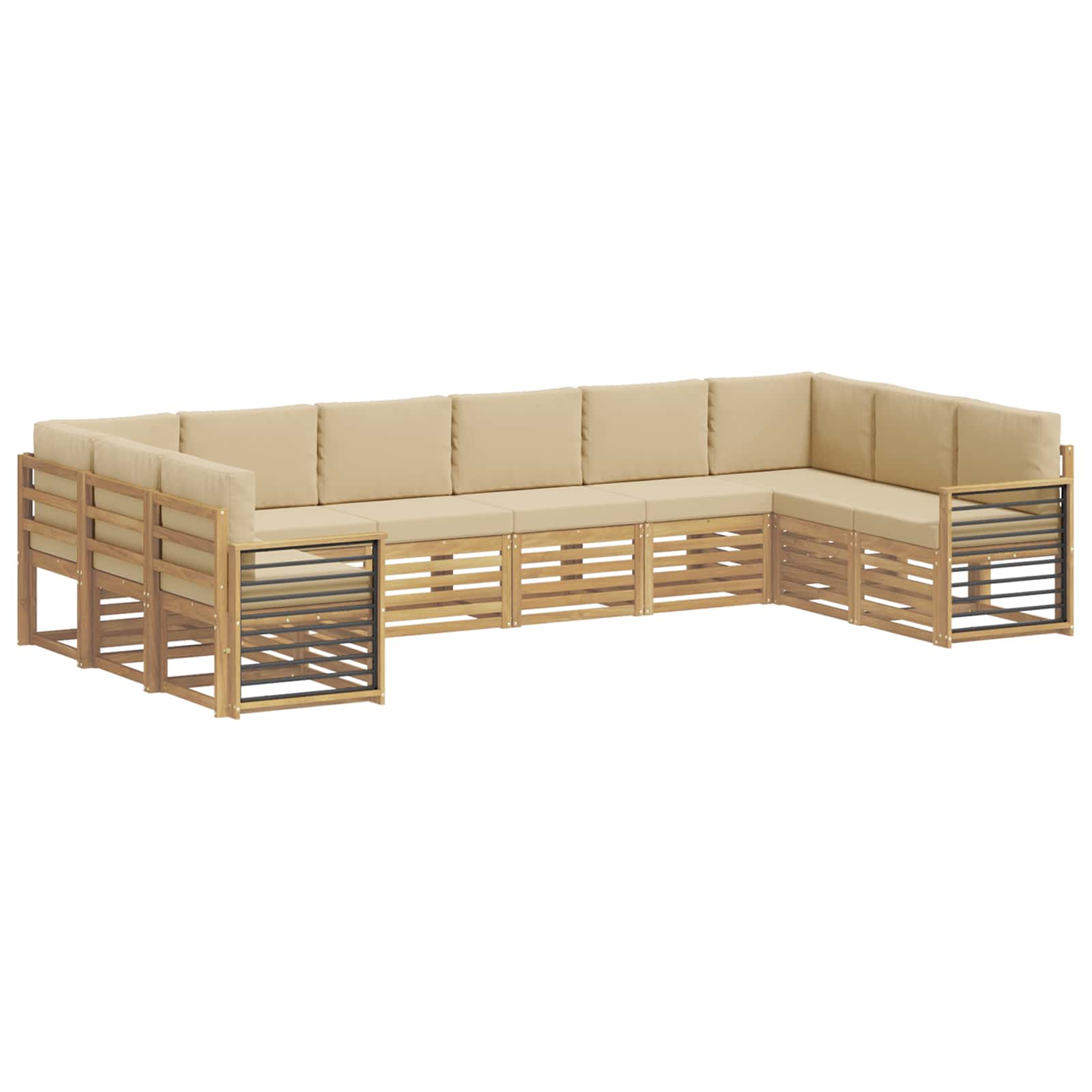 vidaXL Zestaw sofy narożnej 10 pcs Biały i Beżowy 363 x 187,5 x 73 cm