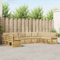 vidaXL Zestaw sofy narożnej 10 pcs Biały i Beżowy 363 x 185,5 x 73 cm
