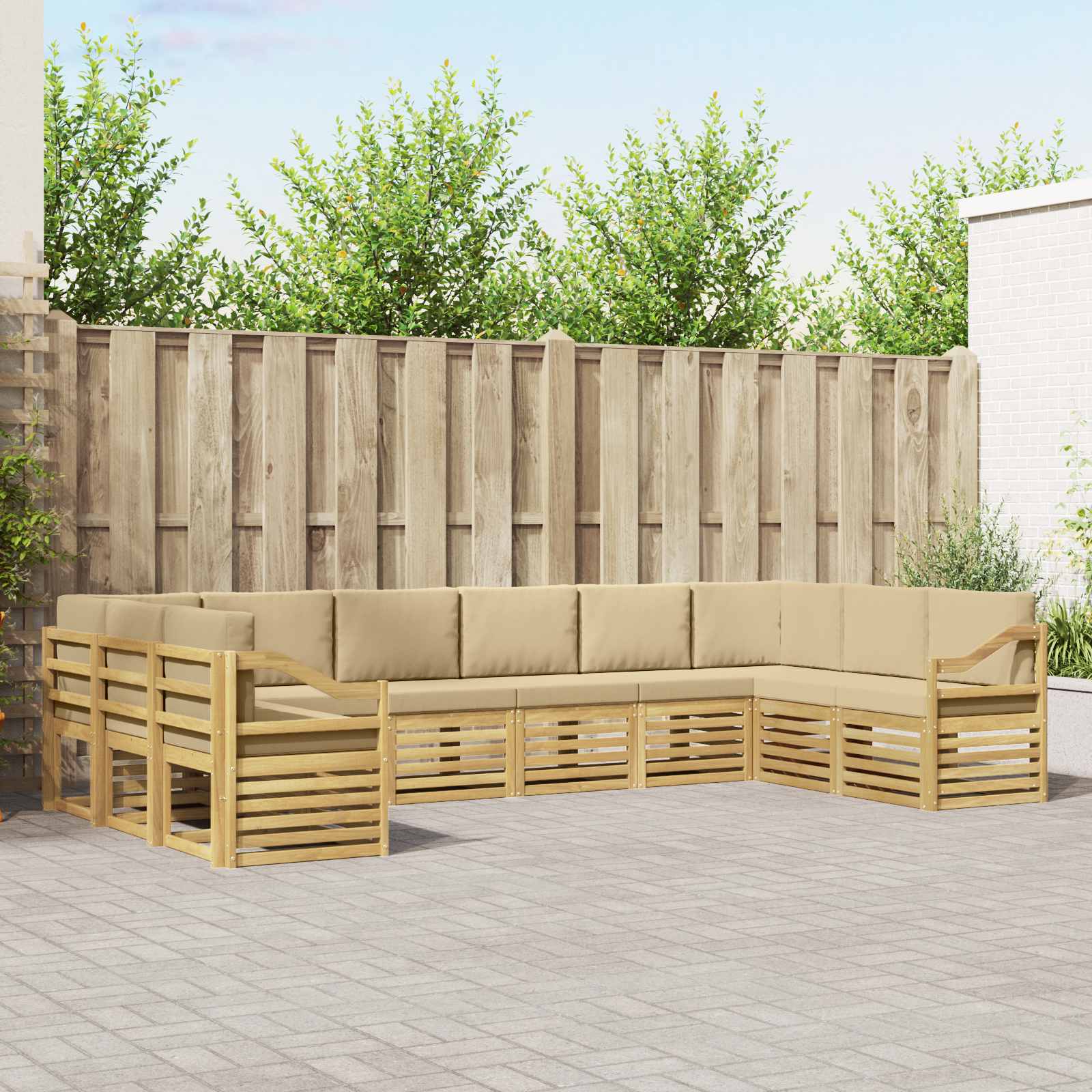 vidaXL Zestaw sofy narożnej 10 pcs Biały i Beżowy 363 x 185,5 x 73 cm