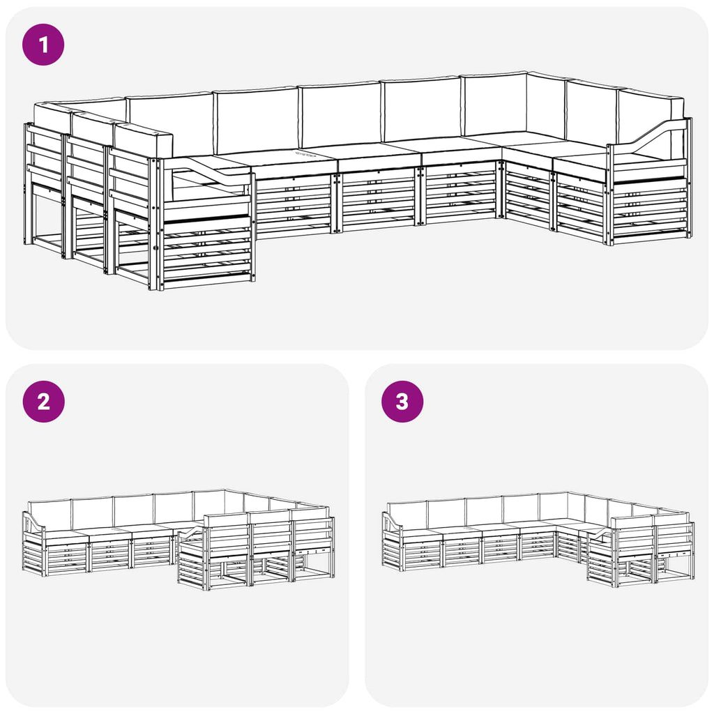vidaXL Zestaw sofy narożnej 10 pcs Biały i Beżowy 363 x 185,5 x 73 cm