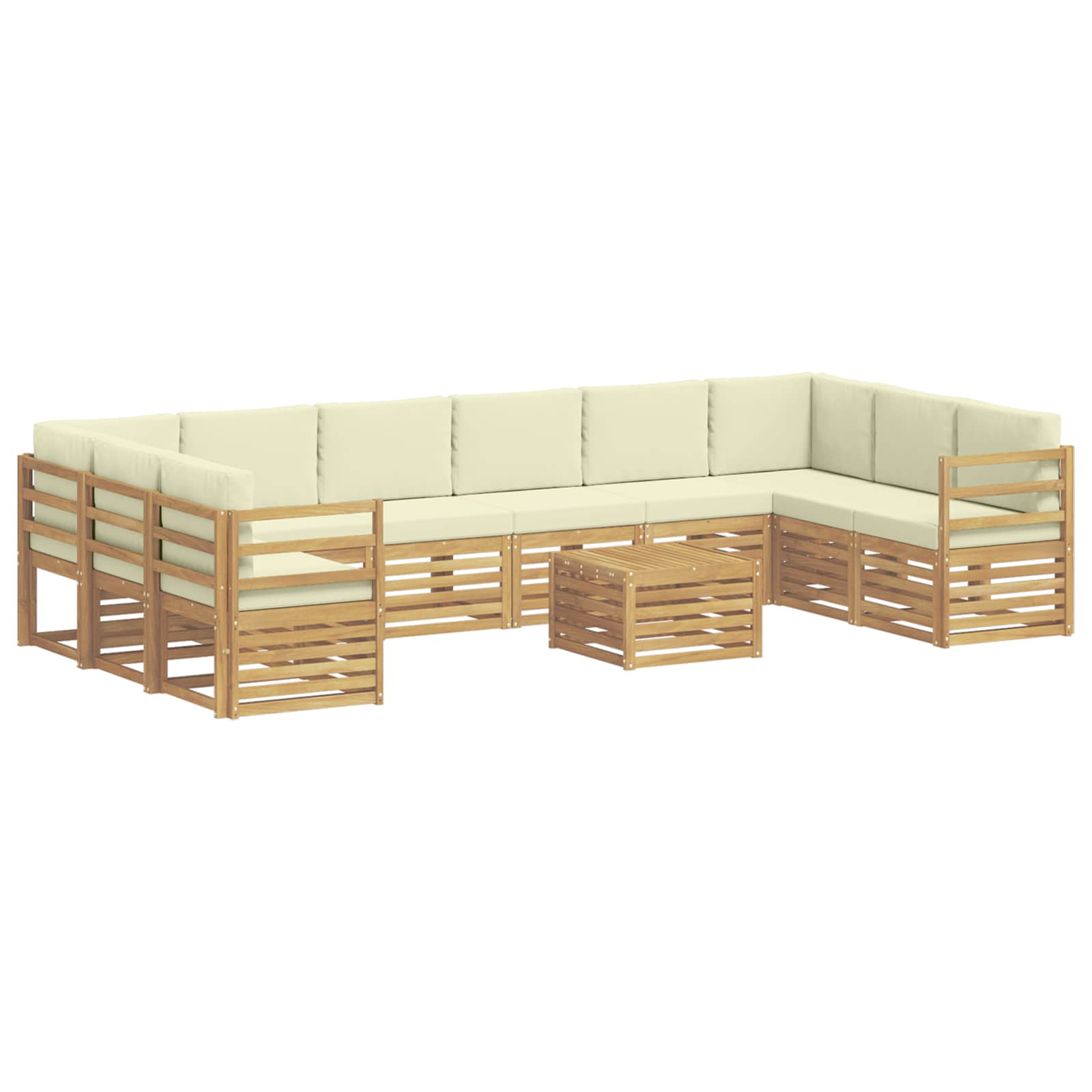 vidaXL Zestaw sof na zewnątrz 11 pcs Biały i kremowy Poliester