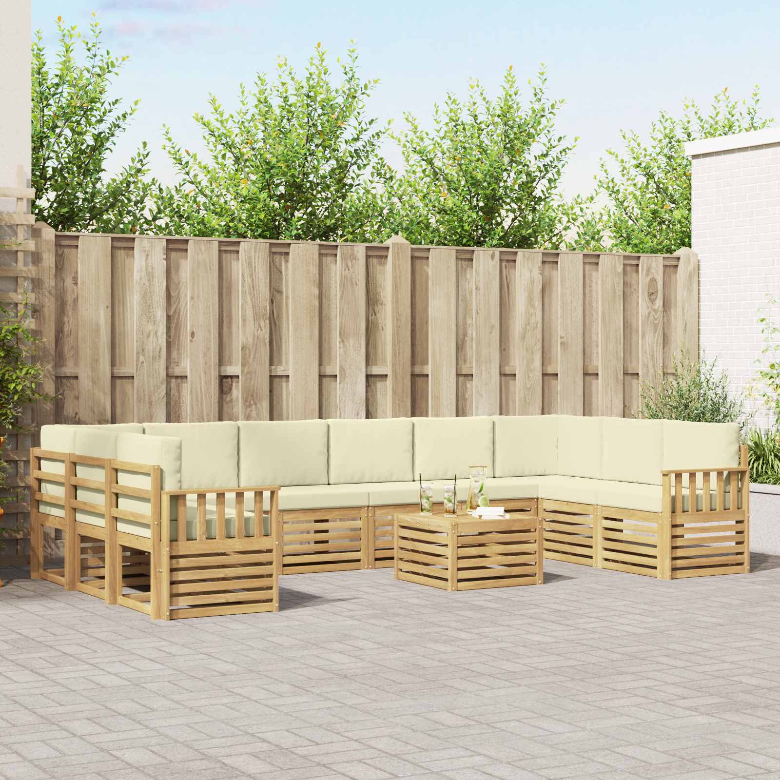 vidaXL Zestaw sof na zewnątrz 8 pcs Biały i kremowy 59 x 59 x 37 cm