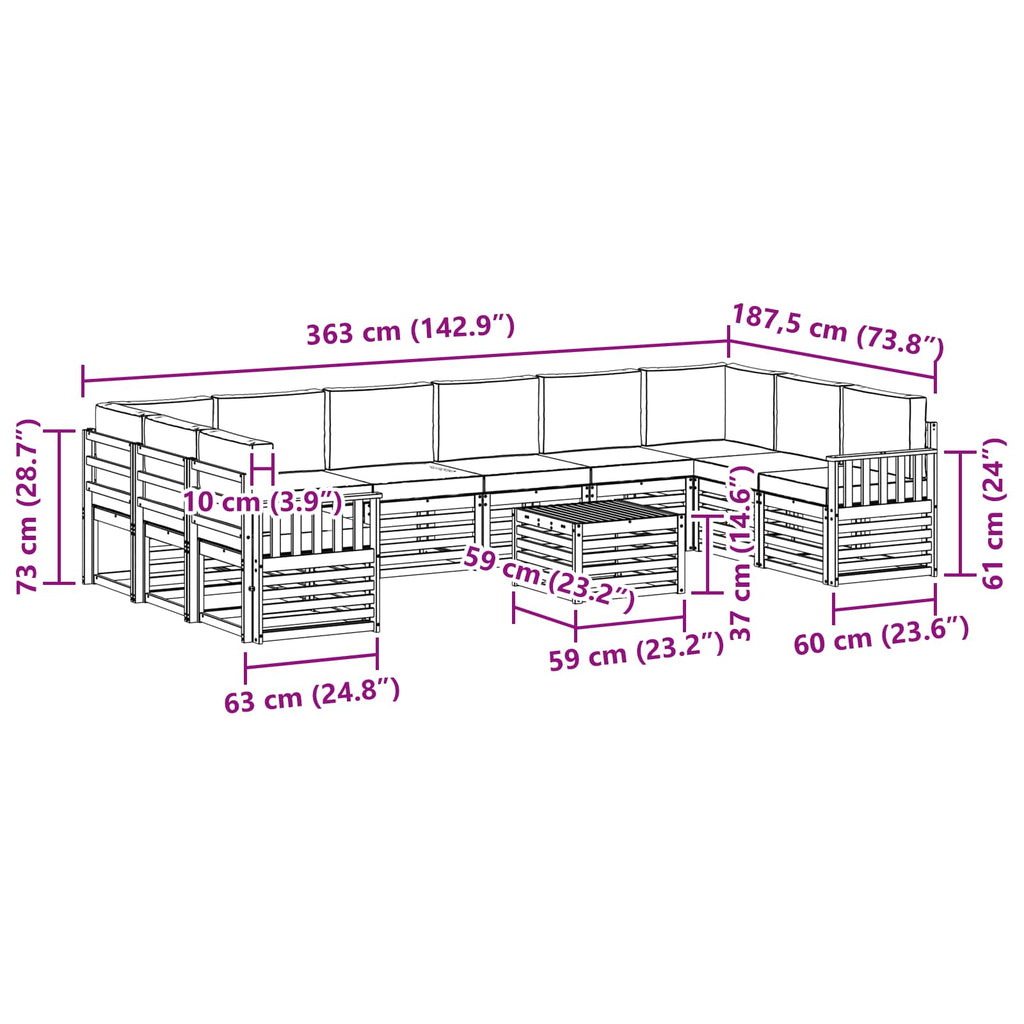 vidaXL Zestaw sof na zewnątrz 8 pcs Biały i kremowy 59 x 59 x 37 cm