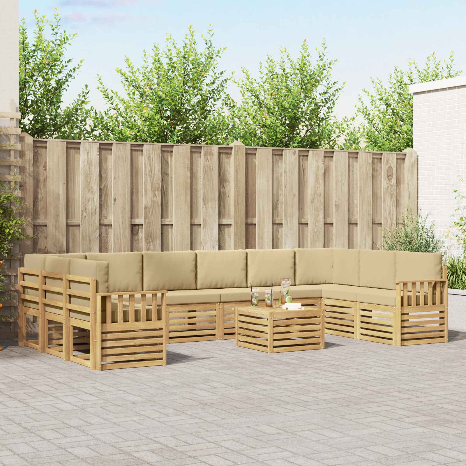 vidaXL Zestaw sof na zewnątrz 8 pcs Biały i beżowy 59 x 59 x 37 cm
