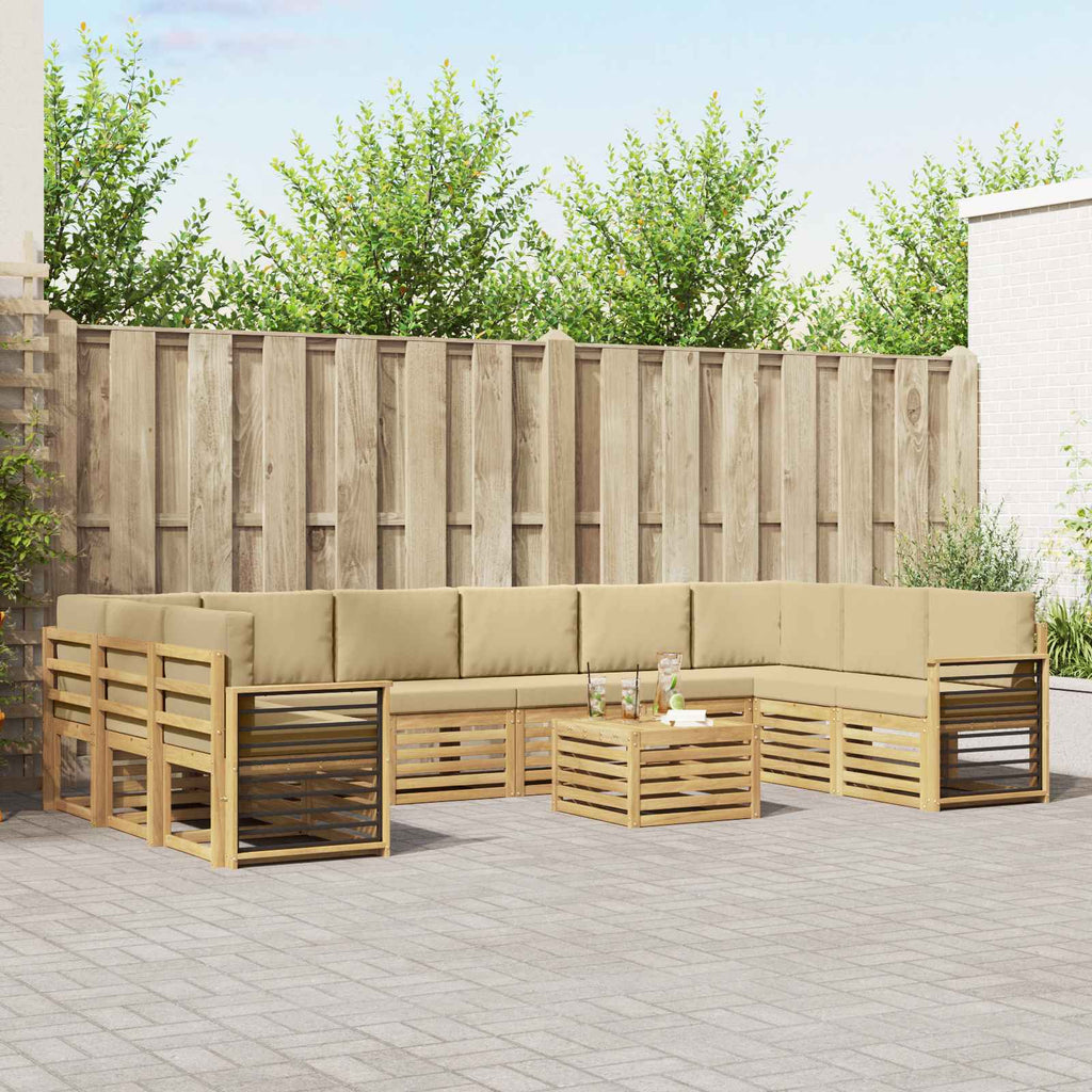 vidaXL Zestaw sof na zewnątrz 11 pcs Biały i Beżowy 59 x 59 x 37 cm