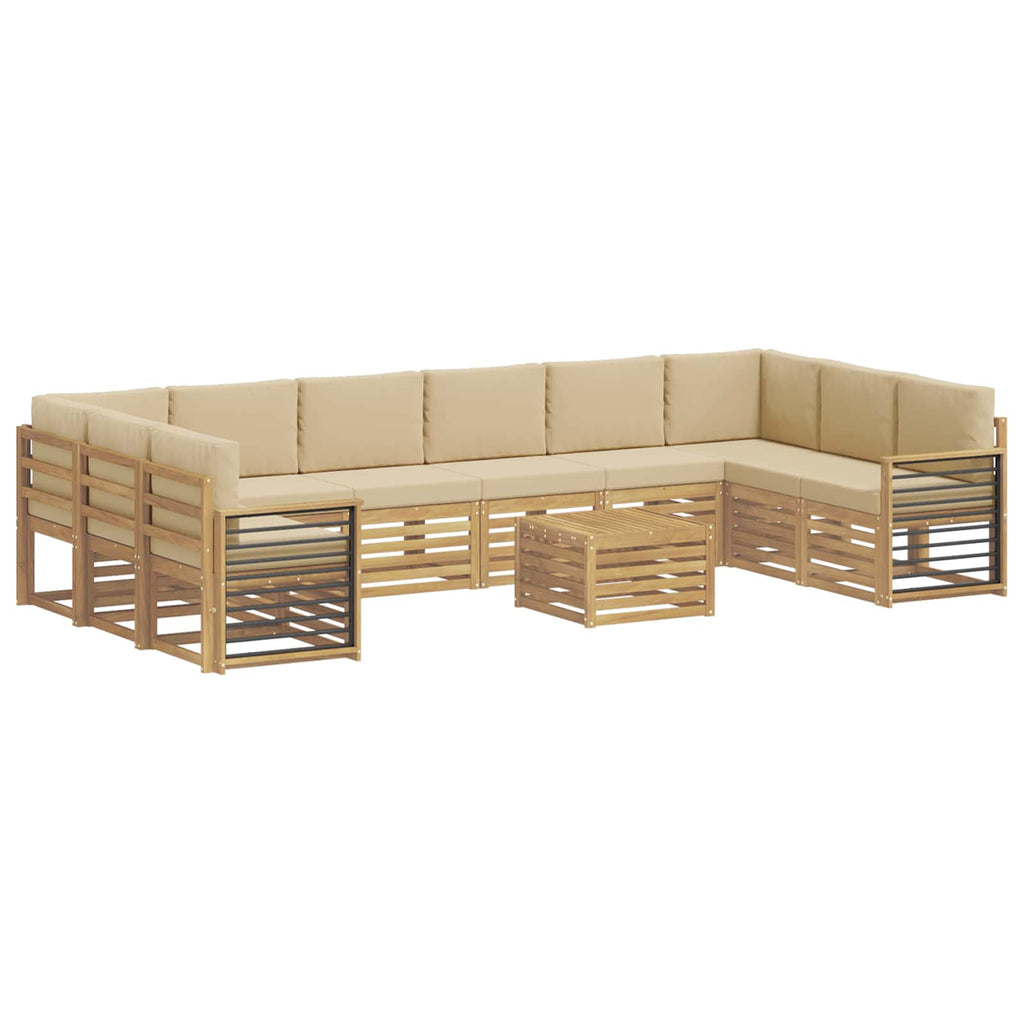vidaXL Zestaw sof na zewnątrz 11 pcs Biały i Beżowy 59 x 59 x 37 cm
