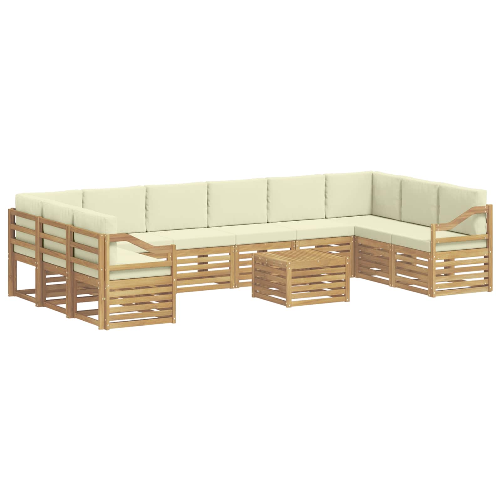 vidaXL Zestaw sof na zewnątrz 11 pcs Biały i kremowy Poliester