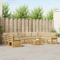 vidaXL Zestaw sof na zewnątrz 11 pcs Biały i Beżowy 59 x 59 x 37 cm