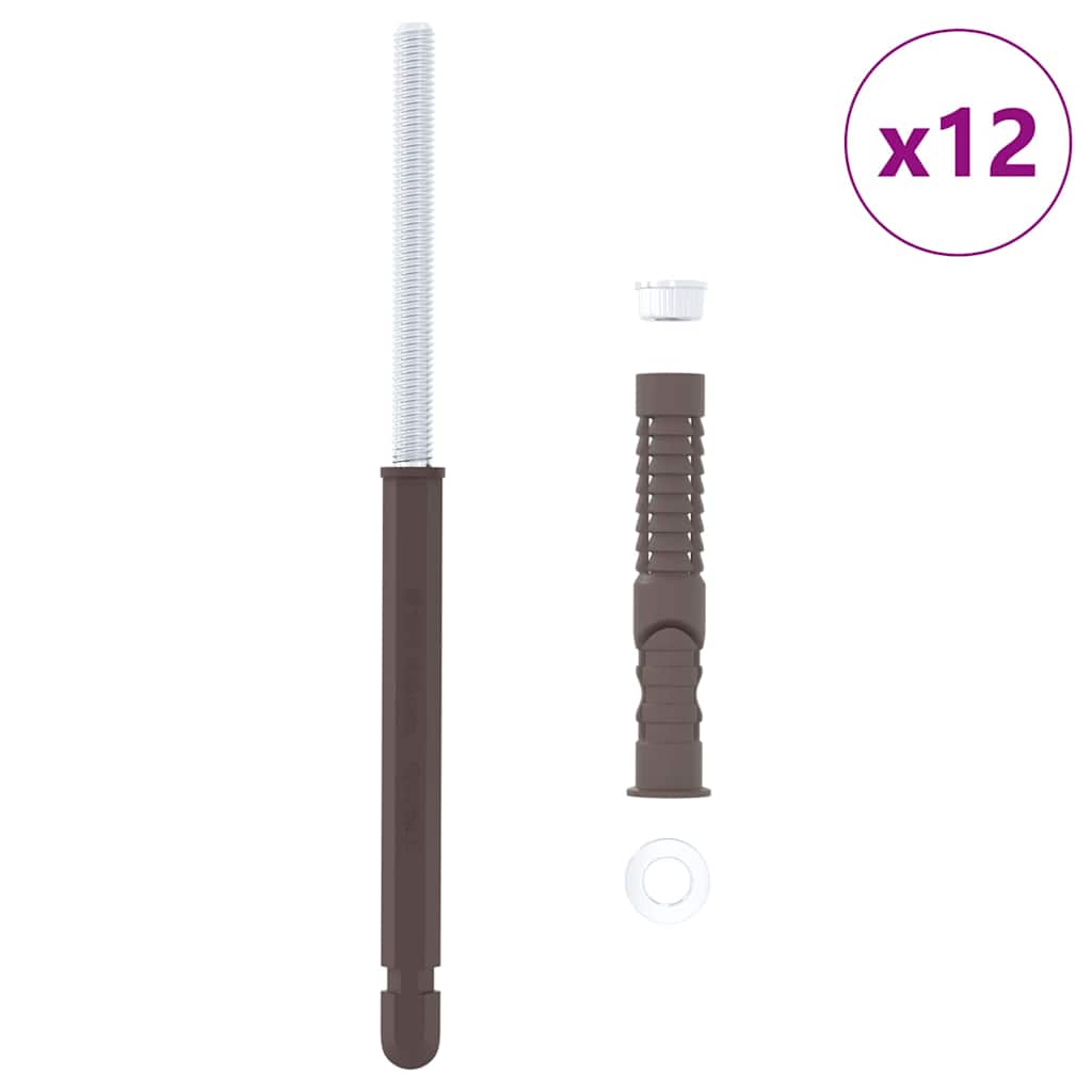 vidaXL Uchwyty do półek wiszących 12 pcs Beżowy Ø10 x 170 mm Stal