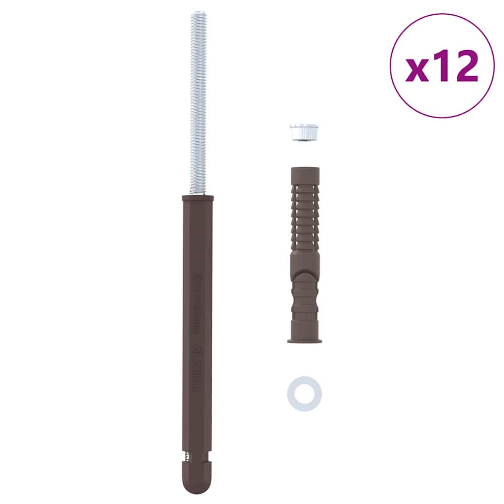 vidaXL Uchwyty do półek wiszących 12 pcs Beżowy Ø12 x 190 mm Stal
