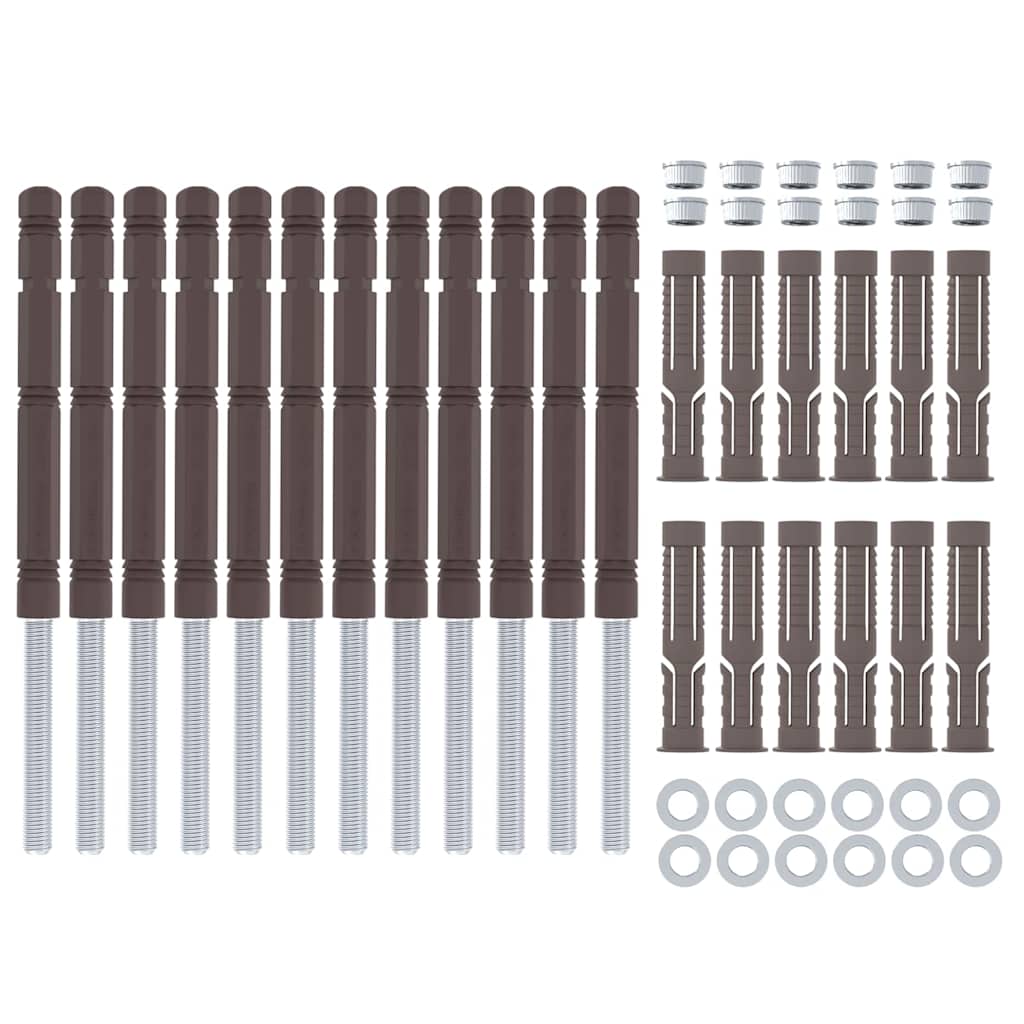 vidaXL Uchwyty do półek wiszących 12 pcs Beżowy Ø14 x 210 mm Stal