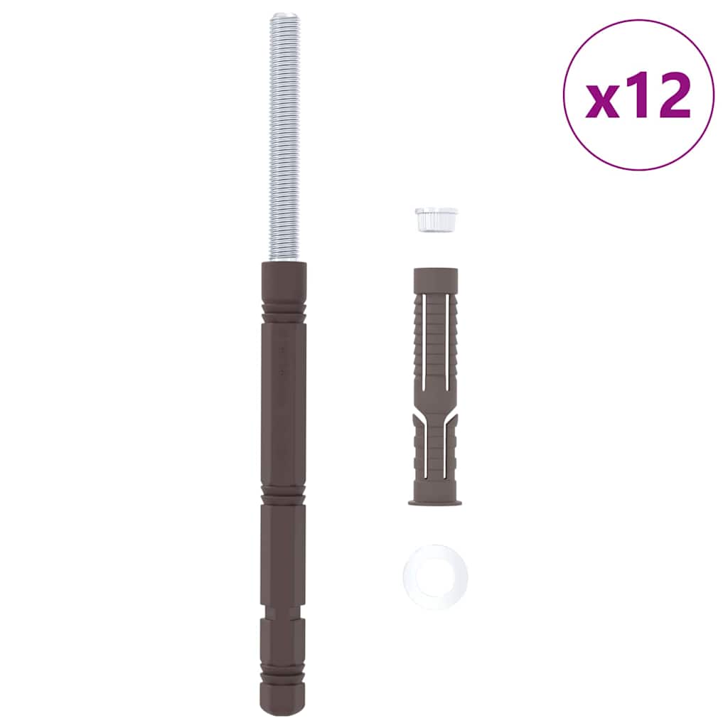 vidaXL Uchwyty do półek wiszących 12 pcs Beżowy Ø14 x 210 mm Stal