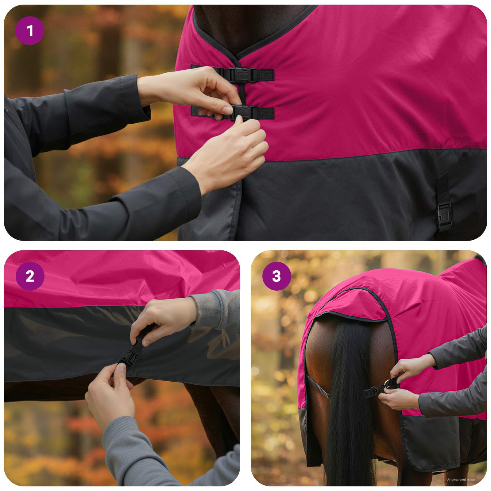 vidaXL Koc dla Koni Różowy i czarny 75 cm Poliester