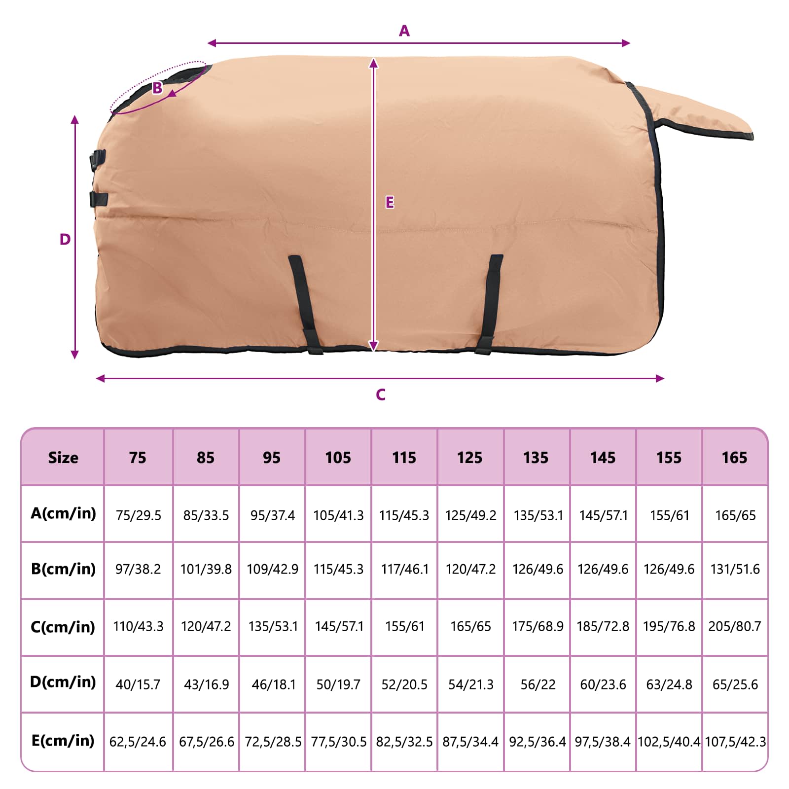 vidaXL Koc dla Koni Cappuccino 155 cm Poliester