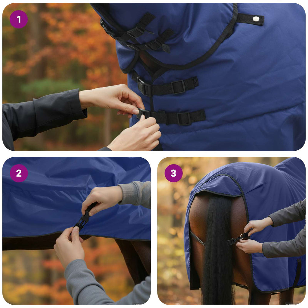 vidaXL Koc dla Koni Ciemna Zieleń i Czerń 125 cm Poliester