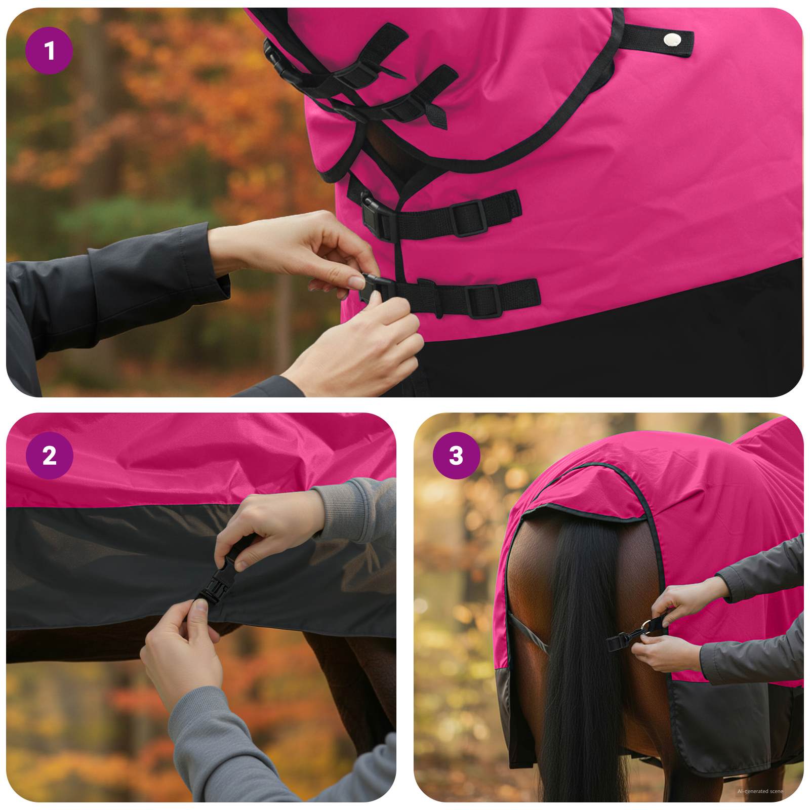 vidaXL Koc dla Koni Różowy i czarny 105 cm Poliester