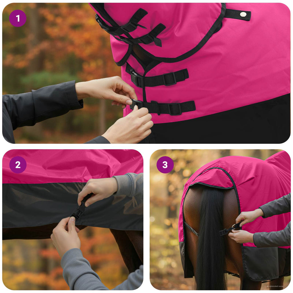 vidaXL Koc dla Koni Różowy i czarny 135 cm Poliester