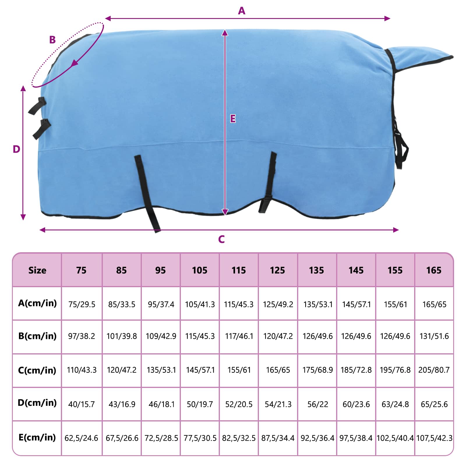 vidaXL Koc dla Koni Pełny Aqua 145 cm Poliester