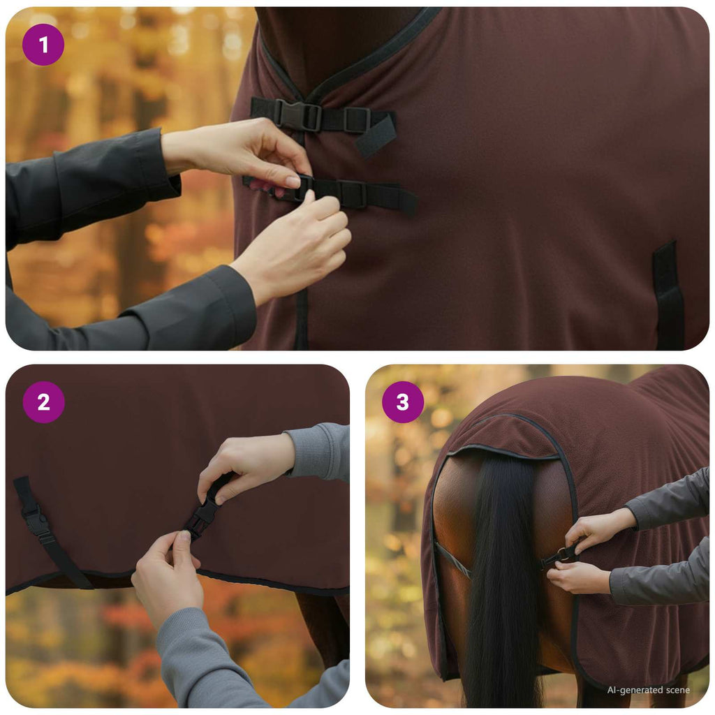 vidaXL Koc dla Koni Pełny Ciemny Brąz 115 cm Poliester