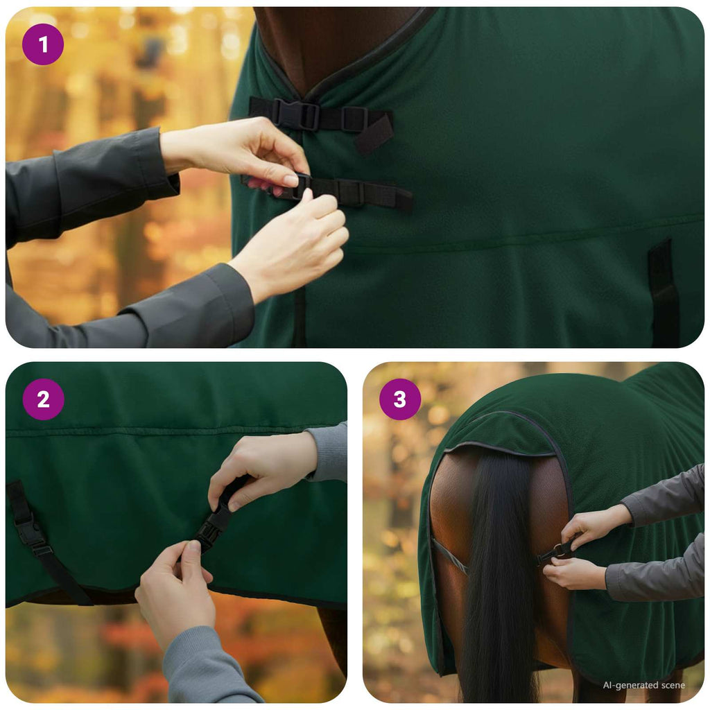vidaXL Koc dla Koni Pełny ciemnozielony 145 cm Poliester